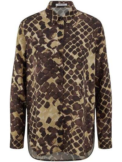 Blouse lange mouwen Van Peter Hahn bruin