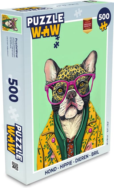 Puzzel Hond - Hippie - Dieren - Bril - Legpuzzel - Puzzel 500 stukjes