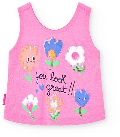 Boboli 218067 Mouwloos T-shirt Roze 9 Months Meisje