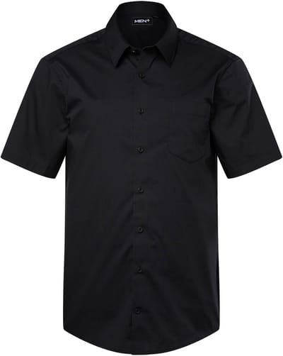Men Plus - Heren - Businesshemd korte mouwen Easy Care Kentkraag Comfort Fit - Zwart - Maat 4XL