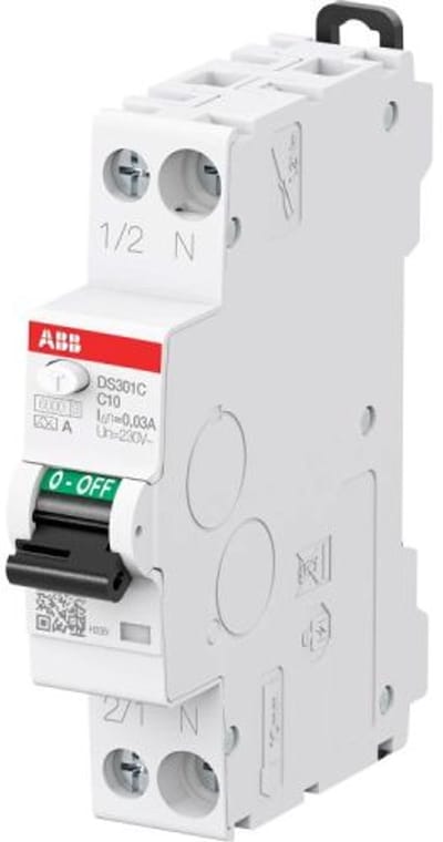 ABB Aardlekautomaat DS301C B10 1P+N 30mA 1 module