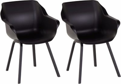 Hartman Sophie armchair tuinstoel met armleuning - Zwart - set van 2 - zwart element onderstel