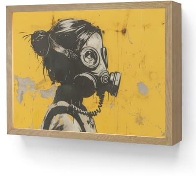 Wandlamp 40x30 cm - Oplaadbaar - Street art - Meisje - Geel - Banksy Style - Wandlampen binnen woonkamer - Slaapkamer lamp - Decoratieve nachtlamp - Vloerlamp draadloos