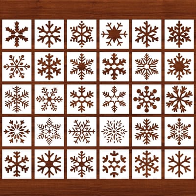 Dailygoods- Sneeuwvloksjabloon 30 Stuks - Herbruikbaar - Stencils voor Schilderen - 12,7 x 12,7 cm - Kerstdecoratie - Versieringen voor Muren en Meubels