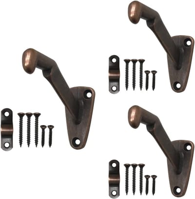 Stevige Wandbeugels voor Trapleuning, Zwaar Werk, Antiek Brons, 3 Stuks