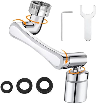 Dailygoods- Beluchter Kraan 1080 Graden - Roterende Kraan - Waterbesparende Straalregeling - Roestvrij Staal - Universele Perlator - 360° Flexibel - Kraanopzetstuk