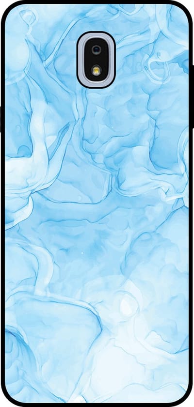 Smartphonica Telefoonhoesje Geschikt voor Samsung Galaxy J7 2018 met marmer opdruk - TPU backcover case marble design - Lichtblauw geschikt voor Samsung Galaxy J7 2018