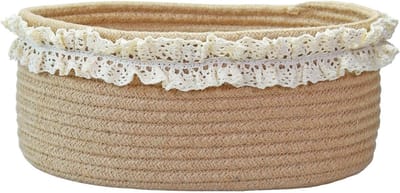 Kleine Bruine Opbergmand van Jute voor Decoratie in Kinderkamer, Babyshower en Kerstcadeaus
