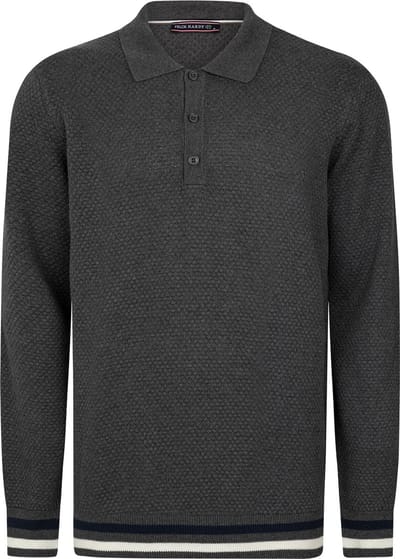 Felix Hardy Gebreide Polo Trui - Polo Kraag - Sweater - 100% Katoen Heren Antraciet - M