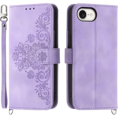 Comfycase Apple iPhone 16e/17e Zacht Boek Hoesje met Gravure Paars