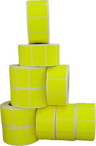 Sticker Set - "Geel Fluor" - 10 Rollen - 1000 Stuks per rol - Etiketten - 36x25mm - Sluitsticker - Promotie Sticker - Bulkverpakking - Blanco