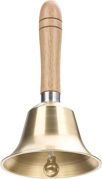 Superluide handbel van metaal met houten handvat voor ouderen, bruiloften, dieren training en meditatie (8 cm)