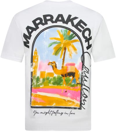 Marrakech T shirt Heren met Print - Heren Tshirt met Opdruk - Oversized T shirt Heren -1858- Wit