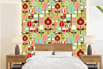 Behang - Fotobehang Patronen - Bloemen - Kleuren - Breedte 220 cm x hoogte 240 cm