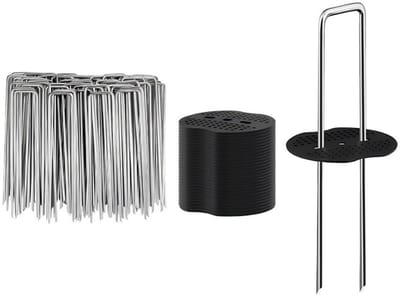 Verpakking van 50 gegalvaniseerde stalen bevestigingspinnen 150 mm x 40 mm – Ø 3 mm – Tuinpinnen voor onkruidbestrijdingsdoek, kunstgras en buizen,zilver