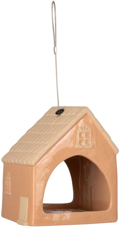 CJ Wildlife Vogelvoederhuisje voor Kleine Vogels & Tuinvogels - Suvila - Hangend Voederhuisje - Keramisch Voederhuis - Oranje/Rood