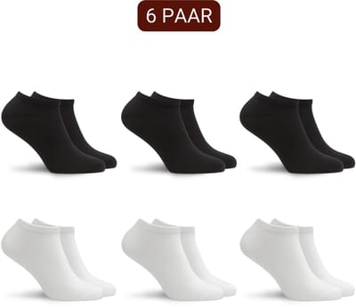 Sukats® 6 Paar Sneakersokken - Maat 39-42 - Zwart en Wit - Dames en heren sokken - Enkelsokken dames en heren - Meerdere maten en kleuren - Korte sokken - Naadloos
