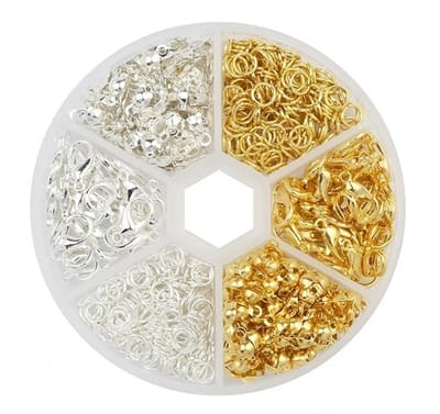 Sluitingen Sieraden Maken Volwassenen Pakket - 570 stuks Karabijnsluiting, Knijpkralen & Ringetjes - Goud & Zilverwit - Kasey
