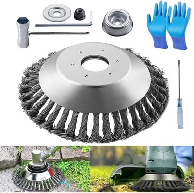 Professionele onkruidborstel 8 inch voor grastrimmer - 254 mm boring - inclusief installatieaccessoires Onkruidborstel