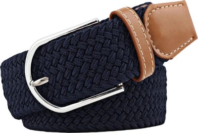 Fako Fashion - Elastische Gevlochten Riem - Damesriem - Herenriem - Canvas - Elastisch - Gevlochten - 105cm - 33mm - Navy Blauw
