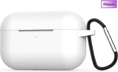 Finnacle - Hoesje geschikt voor Apple AirPods Pro met Clip  - Wit - Siliconen - Case - Cover - Soft case