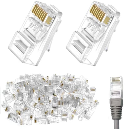 RJ45 CAT6 Netwerkaansluitingen - 100 Stuks 8P8C UTP Pass Door voor Vast Draad en Standaard Kabels, Ideaal voor Thuis en Kantoor