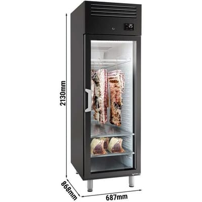 GGM Gastro Dry Aging Fleischreifeschrank - 680mm - 1 Glastür - Schwarz Zwart