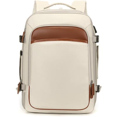 Extra Grote Reisrugzak Uitbreidbare Rugzak Laptoprugzak Bagage Rugzak Lichtgewicht Zakelijke Opbergtas wit