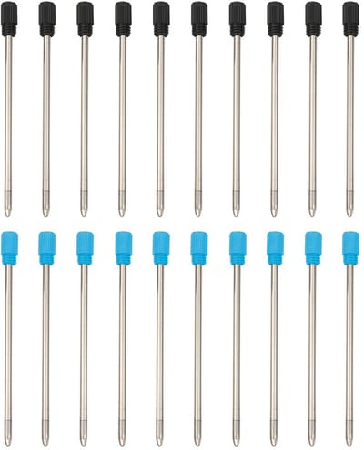 Dailygoods- Balpen 10 Stuks - Navulbaar - Zwart/Blauw - 1 mm Punt - Roestvrij Staal - Gladde Schrijfkwaliteit - Schrijfgerei