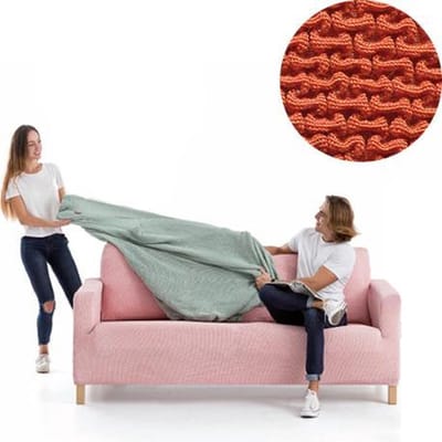 Bankhoes Milan 130cm tot 180cm breed - Oranje - Bi-stretch - Anti-statisch - Ademend katoen - Beste kwaliteit bankhoezen