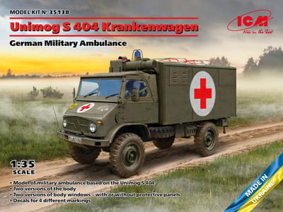 ICM Modelbouwpakket Militaire voertuigen - 35138 Unimog S 404 - German Military Ambulance Plastic - 1:35 - Modelbouw