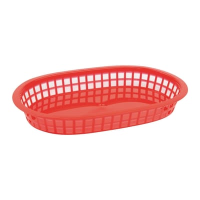 Olympia ovale polypropyleen voedselmandje rood 40x275x175mm (6 stuks)