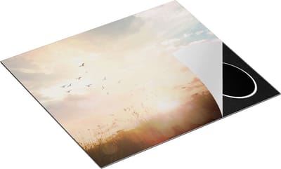 Chefcare Inductie Beschermer Silhouet Vogels tijdens Zonsopkomst - 60x50 cm - Afdekplaat Inductie - Kookplaat Beschermer - Inductie Mat