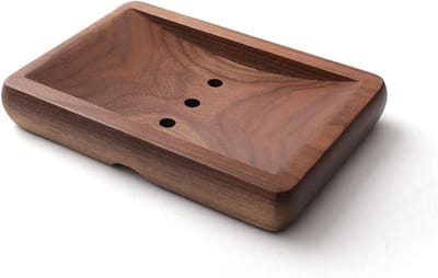 Handgemaakte zwarte walnoten afvoerplaat met holle splitontwerp voor keuken en badkamer, perfect voor het opbergen van sponzen en accessoires tijdens het reizen