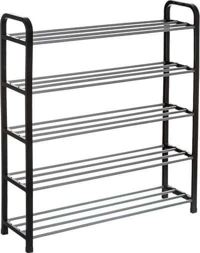 Schoenenrek/schoenenkast zilver/zwart 15 paar schoenen 71 x 78 cm van metaal/kunststof - Schoenen opbergen - Schoenenrekken