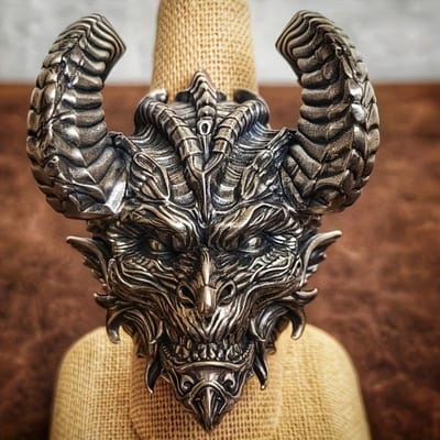 Vintage Punk Roestvrijstalen Doodskopringen Voor Mannen Gothic Punk Satan Demon Horror Doodskopring Hiphop Motorfiets Rock Biker Sieraden 12 black