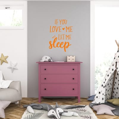 Muursticker - If You Love Me Let Me Sleep - 58 x 80 - Oranje