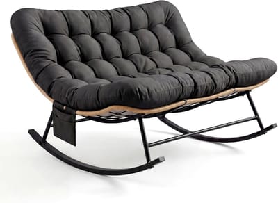 Rieten schommelstoel - Stevige en duurzame schommelstoel - Schommelstoel voor twee personen - 172 × 112 × 90 cm - Zwart