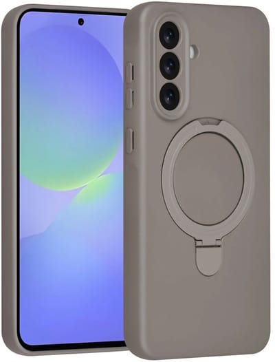 Backcover Hoesje Geschikt voor: Samsung Galaxy A36 Volledig Dekkende Schokbestendige Siliconen Backcover met Ringstandaard – 360° Bescherming - Titanium Grey