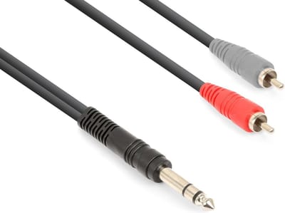 Vonyx audiokabel 6,3mm jack stereo / 2x RCA voor universeel gebruik - 1.5 meter