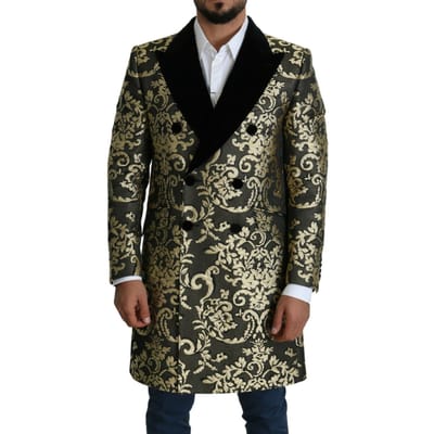 Brocade Dubbelzijdige Jas Goud en Zwart
