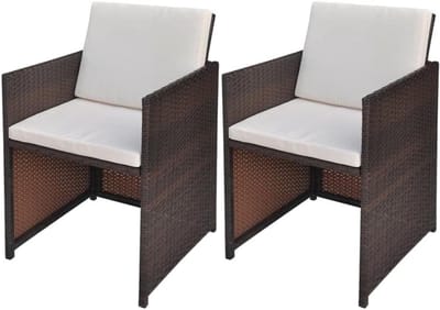 Tuinstoelen met kussens - Outdoor stoelen set - Ontspannen in de tuin - Weerbestendig PE-rotan - 2 stuks - Bruin