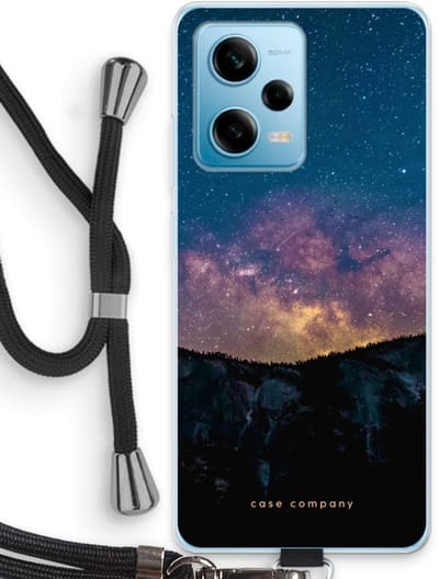 Case Company® - Hoesje met koord geschikt voor Xiaomi Redmi Note 12 Pro 5G hoesje met Koord - Travel to space - Telefoonhoesje met Zwart Koord - Bescherming aan alle Kanten en Over de Schermrand
