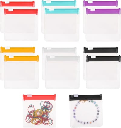 SnelShoppen - Pillen Zakjes Set van 12 Draagbare Tablet Zakjes, Helder Plastic Mini Ritssluitingszakjes, Herbruikbare Pouches, Multi-Kleurige Ritsslui