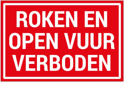 Roken en open vuur verboden bord | gecoat dibond materiaal | 60 x 40 cm