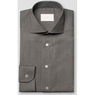 Eton Overhemd Solid Color Ultra Soft Super 120s Merino Wool Donker Grijs / male