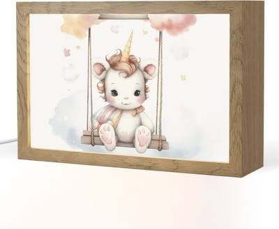 Nachtlampje 30x20 cm - Kinder lampje - Eenhoorn - Dier - Kinderen - Unicorn - Tafellamp kinderkamer - Slaapkamer lamp - Bedlamp kinderen - Kinderlampje stopcontact - Wandlamp babykamer - Nachtlampjes