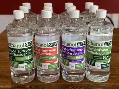 KieselGreen 12 Liter Bio-Ethanol Aromamix (Bos, Rozen, Lavendel, Geurloos) - Bioethanol 96.6%, Veilig voor Sfeerhaarden en Tafelhaarden, Milieuvriendelijk - Premium Kwaliteit Ethanol voor Binnen en Buiten