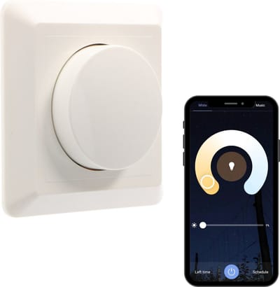 Proventa Smart Dimmer met dimmerknop en app - Universeel voor alle dimbare lampen - 2 draads - Max. 250W - Dimmers