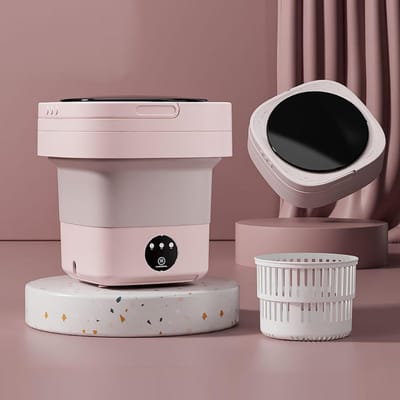 RONN® Camping Wasmachine - Mini Wasmachine - Wasmachines - 12 Liter - Draagbaar en Opvouwbaar - Roze - 30cm x 77cm x 77cm